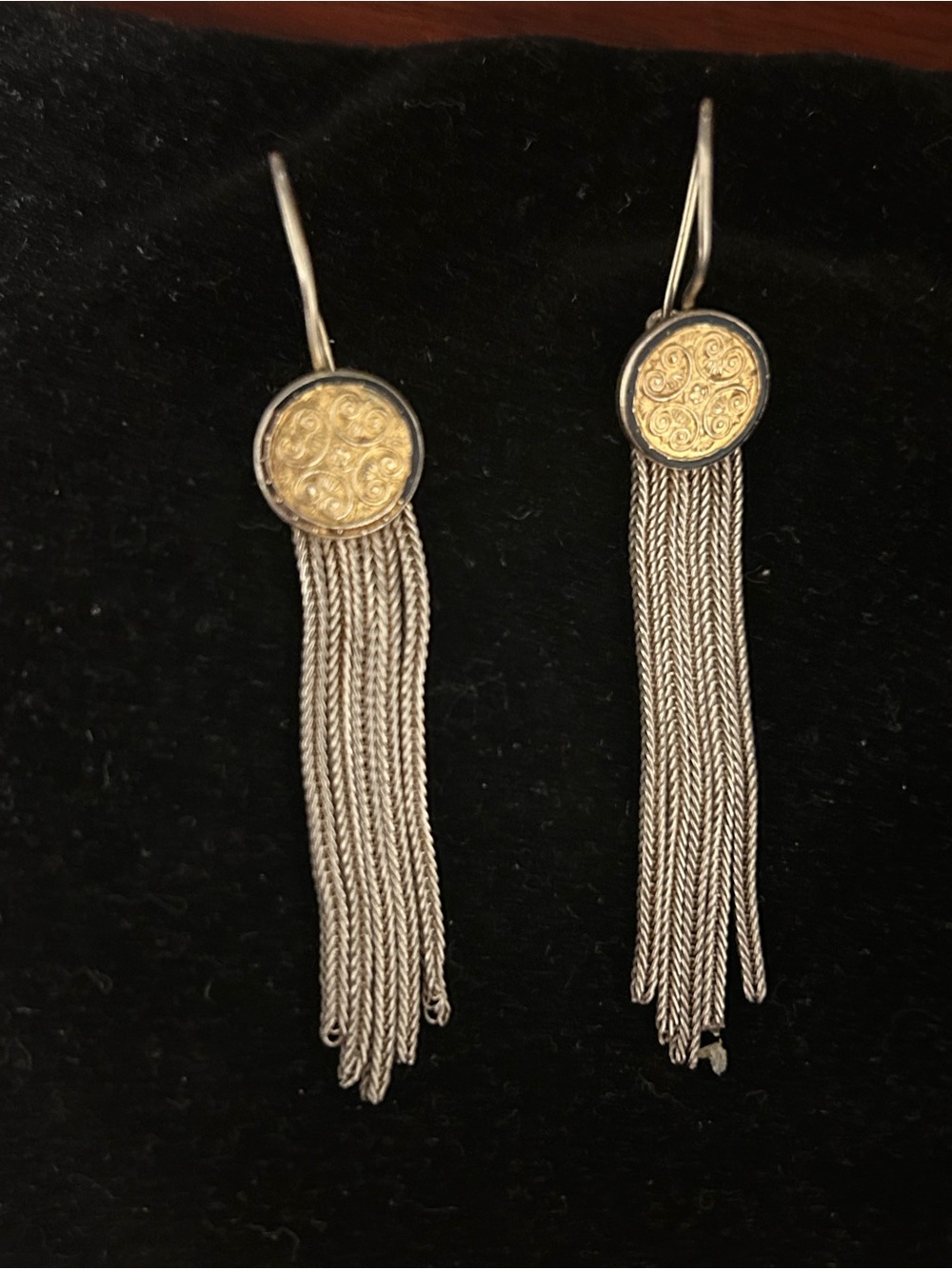 925 Sterling Silver Turkish Tassel Drop Earrings - Gold & Silver